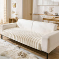 Faux Fur Couch Cover Fuzzy Soft Plush Thick Bubble Sofa Cover Luxury Sectional Couch Covers Luxury Anti-Slip Sofa Slipcover Washable Furniture Protector (Ivory,28"x70")