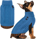 KYEESE Dog Sweater Stretchy Knitwear Cat Clothes Thick Pet Coat for Fall Winter Cold Weather Warm Turtleneck Small Dogs Sweater with Gingham Patchwork Soft Pullover Dog Sweaters for Small Dogs Male