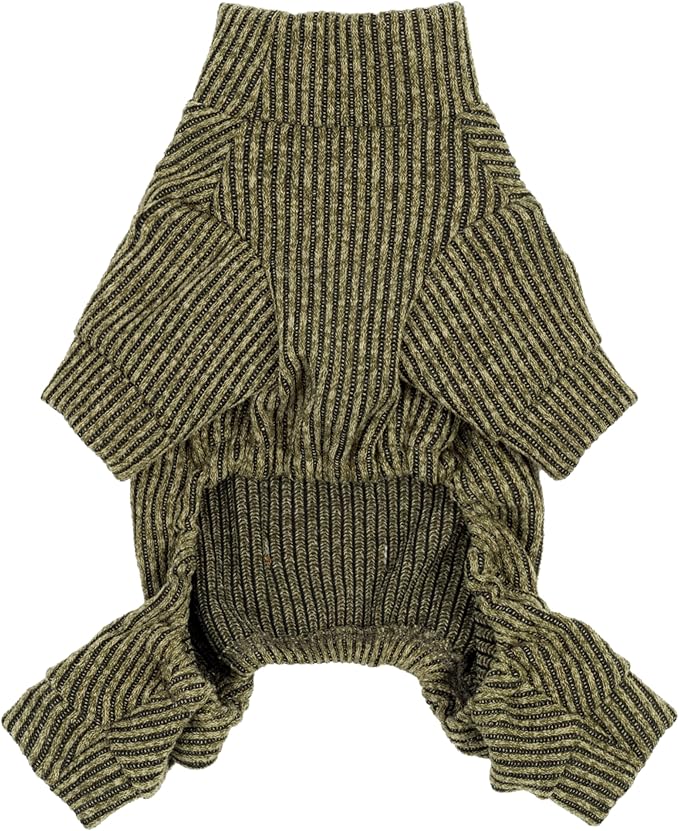 Fitwarm Mock Neck Knited Dog Pajamas, Warm Winter Clothes for Small Dogs Boy Girl, Pet Apparel, Olive Green, Small