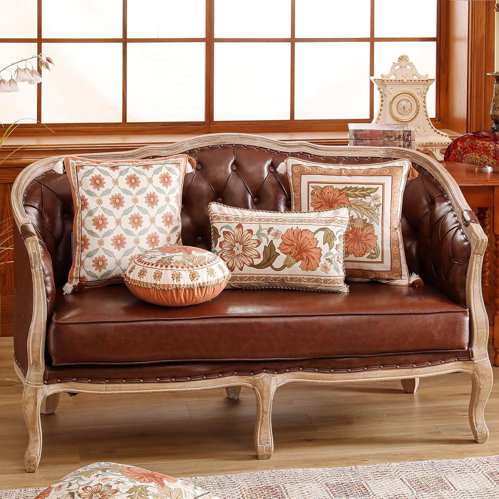 Rectangle Throw Pillow Cover,Orange Floral Farmhouse with Wild Flowers Pattern Cozy Velvet Pillowcases,Decor Lumbar Pillows Cushion Covers for Couch Sofa Bed Car Chair,12"x20"