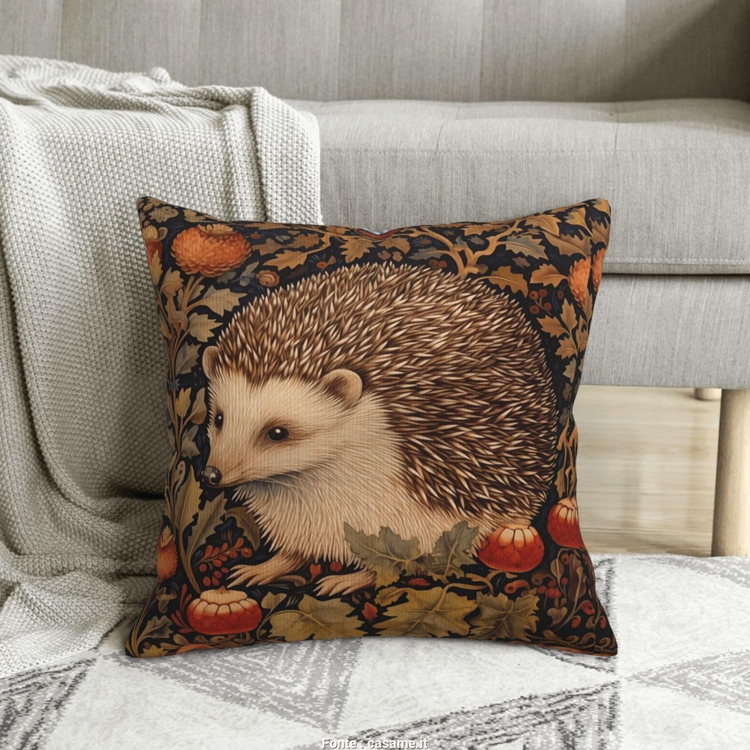 William Morris Abstract Vintage Floral Hedgehog Design 18x18 inches Throw Pillow Covers Square Pillowcases Decor for Bed Couch Sofa Living Room Cushion Covers