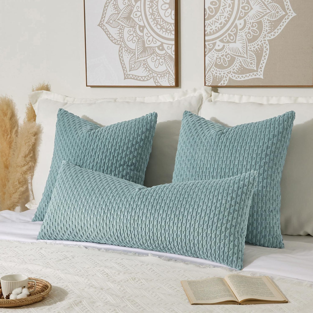 Kevin Textile 20x54 Inch Long Body Lumbar 1 Pack Boho Decorative Throw Pillow Cover Soft Striped Corduroy Rectangle Cushion Case Farmhouse Accent for Living Room Couch Sofa Bed, Dusty Green