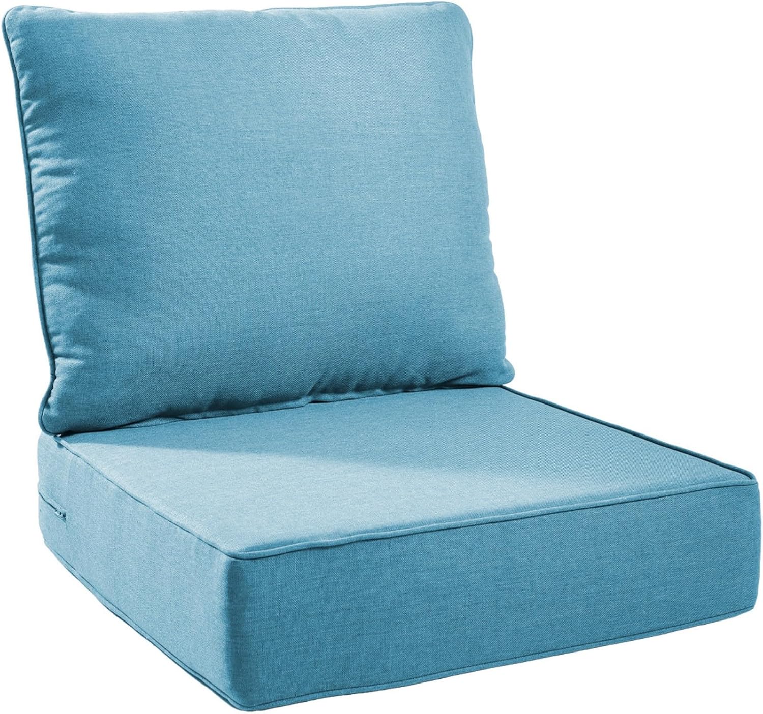 6" Thick Outdoor Chair Cushions - 24"* 24" Patio Furniture Cushions with Water Resistant & Removable Cover, 28D High Density Sponge Patio Cushion for Outdoor Furniture Couch Chair Light Blue