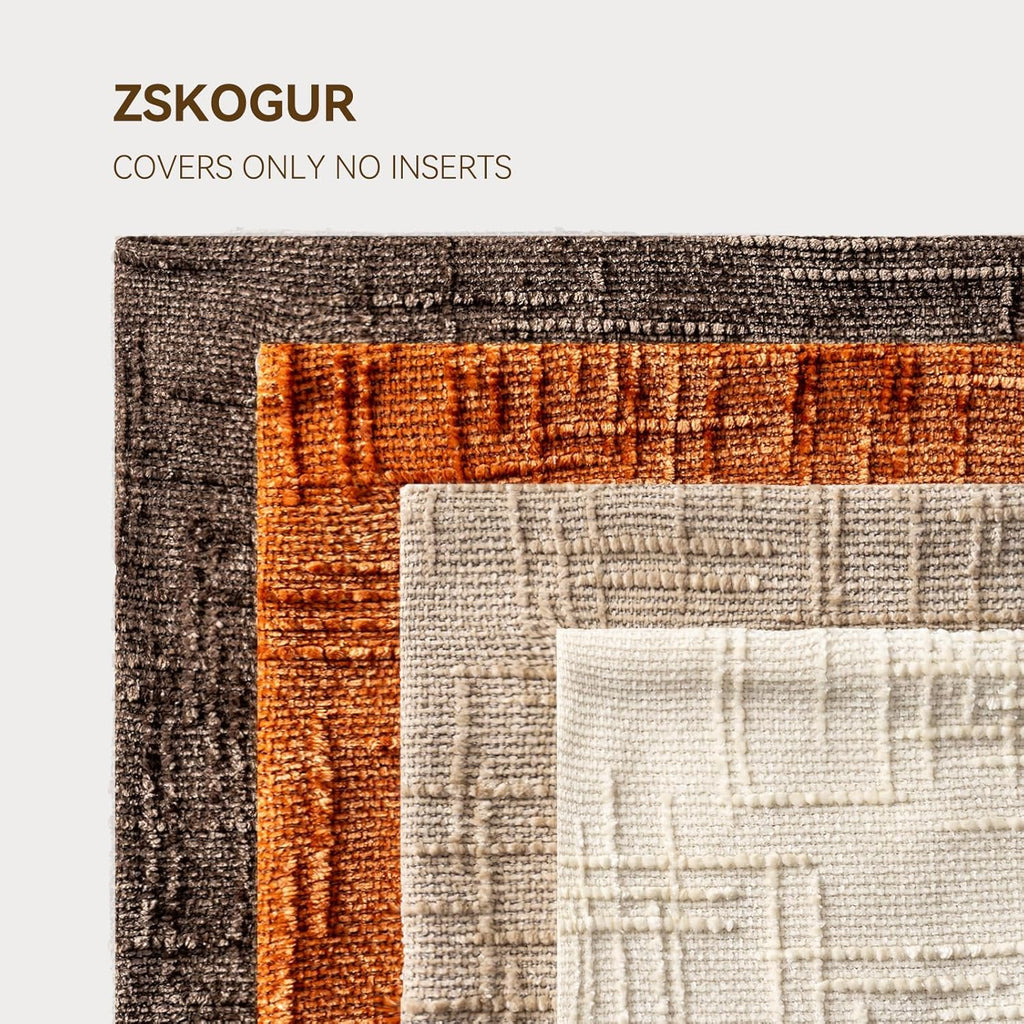 Decorative Throw Pillow Covers 18x18 Inch Set of 4, Soft Solid Farmhouse Chenille Couch Pillows, Spring Pillow Covers for Couch Sofa Bed Living Room Home Decor Pillowcase, Warm Colors