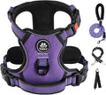 IVY&LANE No Pull Dog Harness for Small Dogs, Dog Vest Harness with Leash, Safety Belt and Storage Strap, Fully Adjustable Harness, 360° Reflective Strip, Soft Handle (Purple, S)