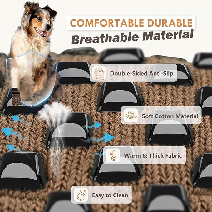 Non Slip Dog Socks to Prevent Licking Paws Grippy Socks for Senior Dog on Hardwood Floors Anti Slip Dog Socks for Hot Pavement Double Side Paw Protector Prevent Scratching Brown S