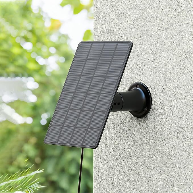 3W Solar Panels for Bird Feeder Camera only, USB-C Port Outdoor Rechargeable Battery, IP65 Waterproof, 360° Swivel Bracket-Black