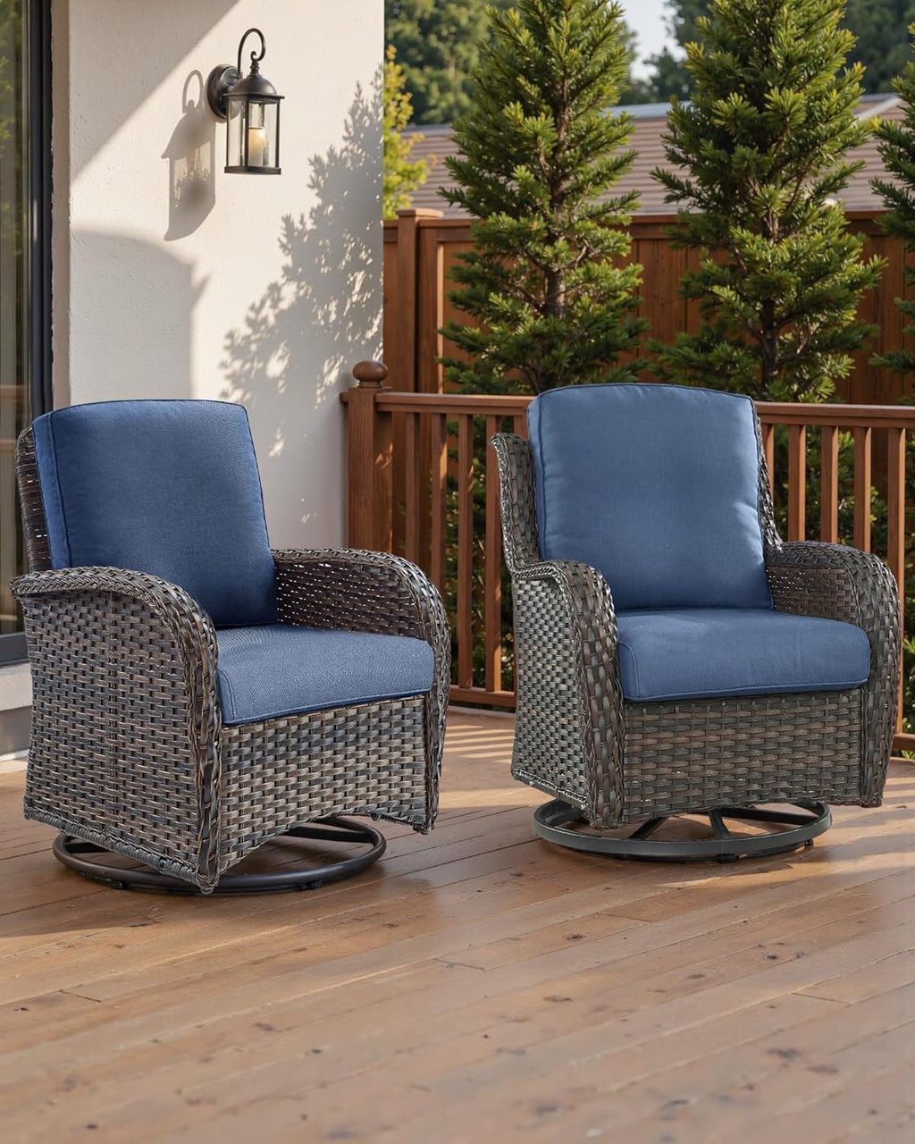 Pop 22x25/22x24 Outdoor Cushions for Patio 5 Piece Set - Set of 5 Water-Resistant Replacement Cushion for Wicker Dining Rocking Chairs Loveseat Couch Sectional Sofa - Navy Blue/Classic