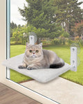 keny Foldable Cat Window Perch with 4 Larger Suction Cups, Cordless Window Bed with Reversible Cover for Cats Inside, White