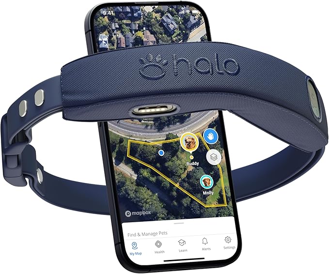 Halo Collar 4, GPS Wireless Dog Fence & Dog Training Collar with GPS Tracker, Subscription Required, Waterproof, Midnight, One Size