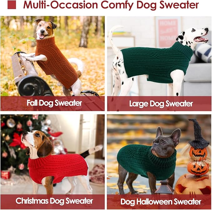 AOFITEE XL Dog Sweater, Extra Large Dog Sweater Girl Boy, Warm Turtleneck Fall Dog Sweaters Girl Boy, Red Dogs Christmas Sweaters Pet Knitwear, Soft Pullover for Beagle, Weimaraner, Dalmation, Red XL