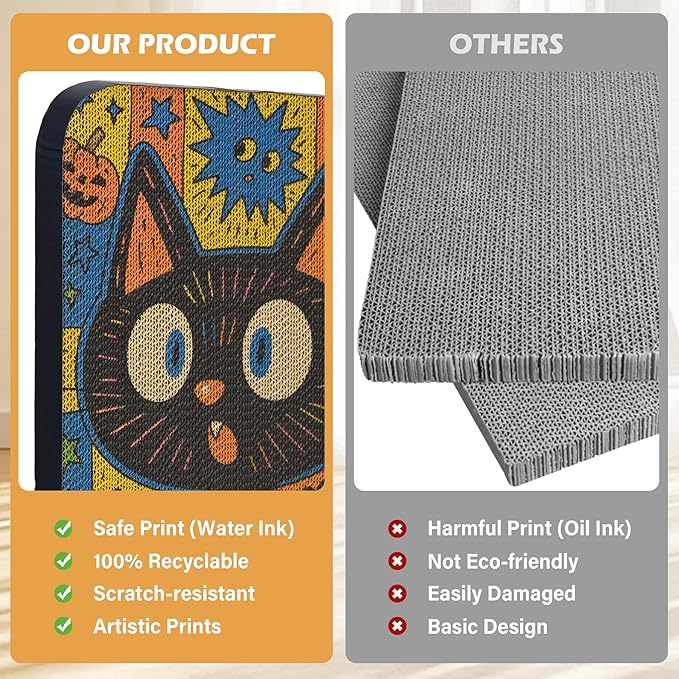 2 Packs Art Cat Wall-Mountable Scratching Board 16.7x11x1 Inch Cat Wall Scratch Pad and Scratcher for Indoor Cats Furniture Protector (MagicCat)