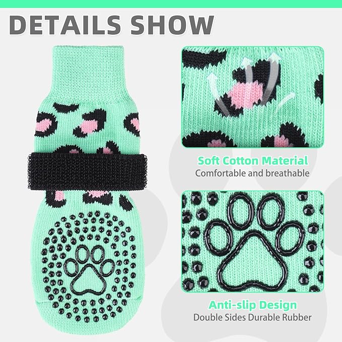 KOOLTAIL Dog Socks for Hot/Cold Pavement to Prevent Licking Paws,Dog Boots&Paw Protector for Hardwood Floors Anti Slip,Traction Control No Twist Grip Booties for Small Medium Large Senior Dogs L