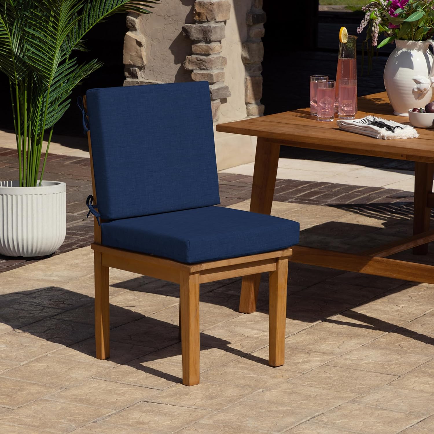 Arden Foam Outdoor Dining Chair Cushion, 20 x 20, Made with ProFoam, Rain-Proof, Fade Resistant, Sapphire Blue Leala