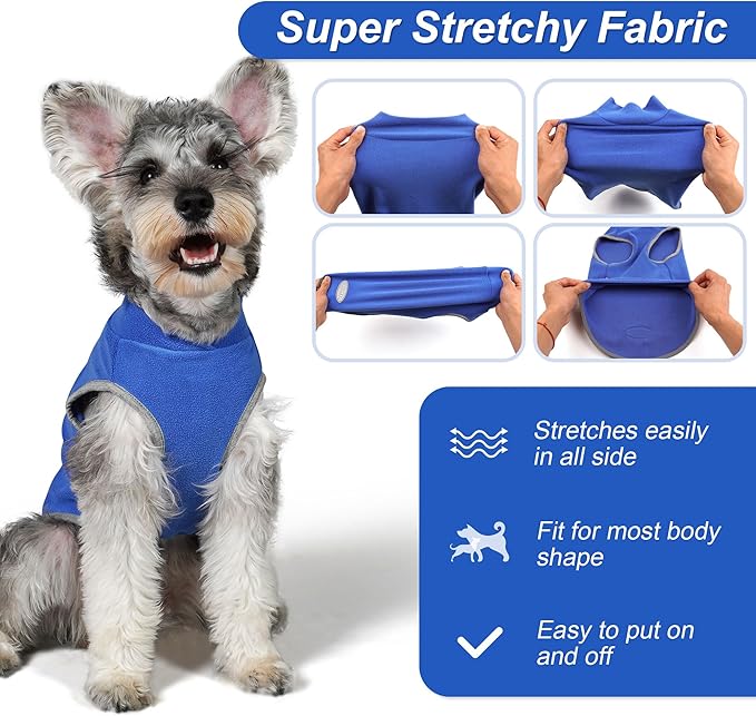cyeollo 2 Pack Fleece Dog Sweater Pullover Dog Sweatshirt Reflective Lightweight Sweaters Pet Clothes for Small Dogs Boy Pet Apparel Blue, Mist Blue, S