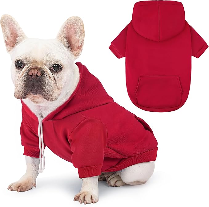 Dog Basic Hoodie Ultra-Soft Plaid Dog Clothes Cold Weather Sweaters for Medium Large Dogs Breathable Cozy Fabric Pet Coat Warm Stylish Sweatshirt with Leash Hole Pocket Dogs Jacket for Cats Boys Girls