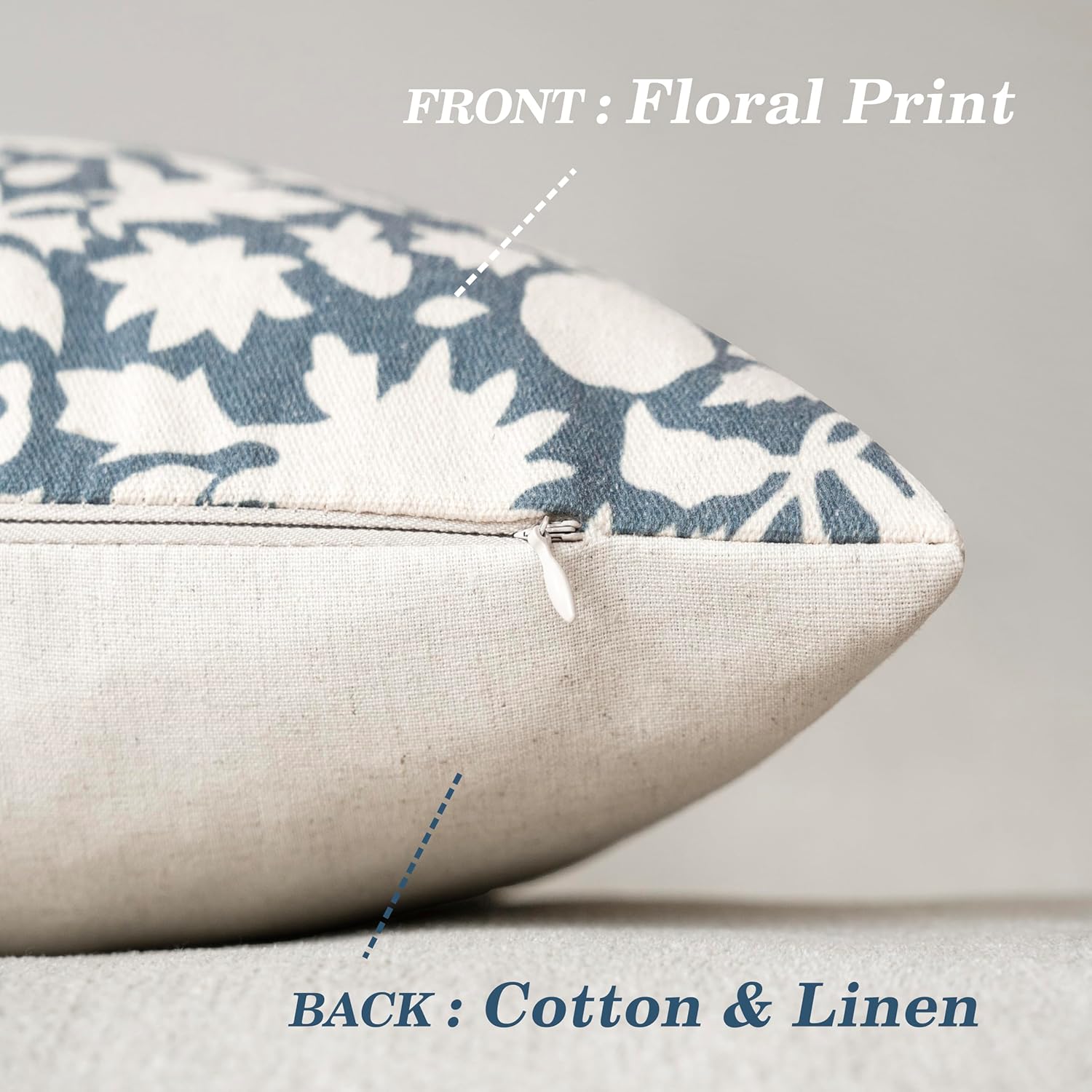 Foindtower Set of 2 Decorative Long Body Lumbar Throw Pillow Covers Accent Farmhouse Cushion Cover Neutral Floral Pillowcase for Couch Sofa Bedroom Living Room Home Decor,14×36 Inch,Dusty Blue