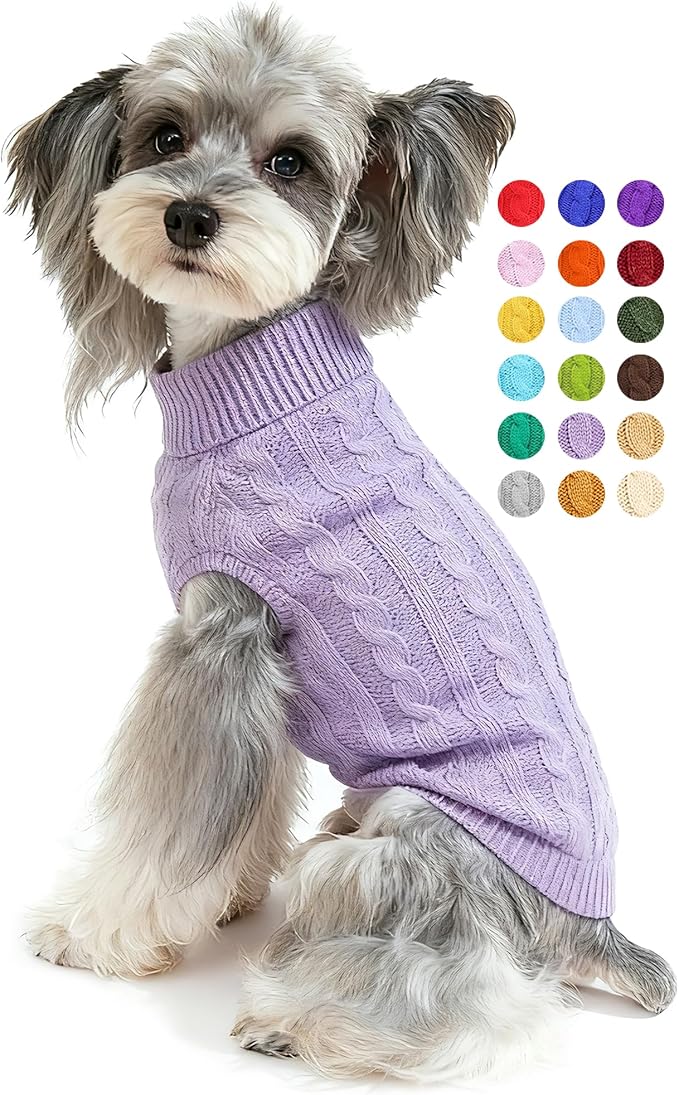 Dog Sweater for Small Medium Large Dogs - Warm Winter Turtleneck Knit Dog Sweaters Soft Pet Cat Clothes Christmas Coat Indoor Outdoor Use for Puppy Kitten Male Female Girl Boy Pets