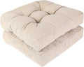 RACE LEAF 17" x 17" Patio Chair Cushions Khaki - Outdoor/Indoor Tufted Memory Foam Chair Pads Set of 2, Water-Resistant Olefin Chair Seat Cushion Non-Slip Backing