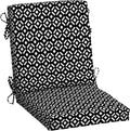 Arden Outdoor Midback Chair Cushion, 18 x 16.5, Rain-Proof, Fade Resistant Black Demi Tile