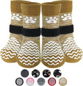PUPTECK Anti Slip Dog Socks 2 Pairs with Double Grippers for Hardwood Floors, Shoes for Hot/Cold Pavement, Boots & Paws Protectors to Prevent Licking, Traction Booties for Senior Small Large Dogs