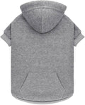 Dog Hoodie Sweater Solid Soft Brushed Fleece Dog Clothes with Pocket (Grey-XS)