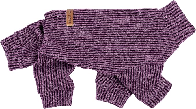 Fitwarm Mock Neck Knitted Dog Pajamas, Warm Winter Clothes for Small Dogs Boy Girl, Pet Onesie, Purple, Medium