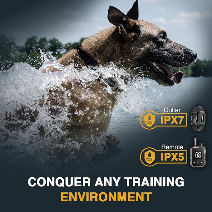 ABBIDOT Dog Shock Collar (5-130 lbs) - 4500 FT Dog Training Collar with Remote, IPX7 Waterproof with 6 Training Modes, Beep, Vibration, Safe Shock, Enhanced Night Light, Rechargeable Electric Collar