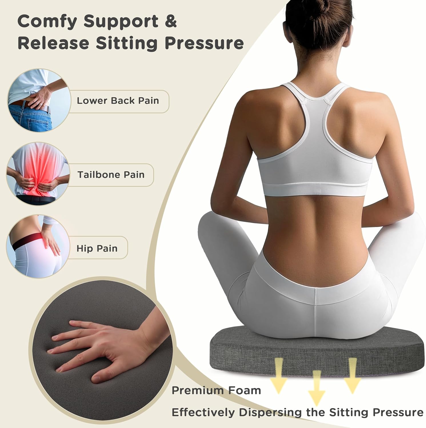 AddGrace Chair Cushions for Dining Chairs Set of 6 Windsor Kitchen Chair Cushions with Removable Textured Cover and Non Slip Bottom Indoor Chair Pads with Ties and Foam (16.5x15.5 Inches Darkgrey)