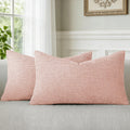 a moment Pink Spring Chenille Throw Pillow Covers 12x20 Inch Pack of 2 Modern Decorative Throw Pillow Covers Farmhouse Cross Covers Modern Home Decor for Sofa Bedroom Living Room