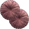 2 Pcs Round Throw Pillows Decorative Pumpkin Velvet Boho Pleated Bed Pillows Back Support for Couch Chair Dorm Car 14.96'' (Blush)