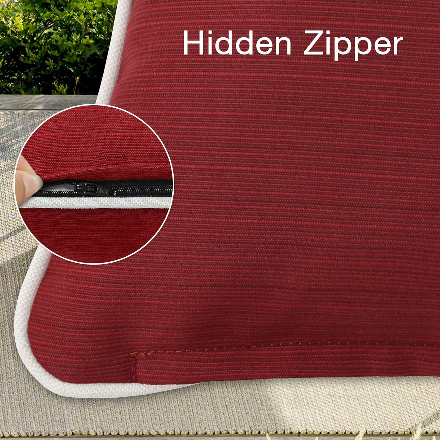 Decorative Outdoor Water Repellent Throw Pillows with Inserts, Set of 4, 18" x18" Pillows for Patio, Backyard, Bed, Couch, and Patio Furniture, Red