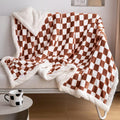 LOMAO Sherpa Throw Blanket Fleece Blanket with Checkered Pattern Soft Thick Blanket for Couch, Bed, Sofa Luxurious Warm and Cozy for All Seasons (Maple Brown, 51"x63")
