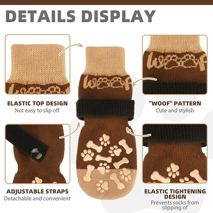 KOOLTAIL Dog Socks for Hot/Cold Pavement to Prevent Licking Paws,Dog Boots&Paw Protector for Hardwood Floors Anti Slip,Traction Control No Twist Grip Booties for Small Medium Large Senior Dogs