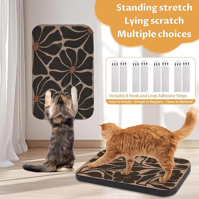 2 Packs Art Cat Wall-Mountable Scratching Board 16.7x11x1 Inch Cat Wall Scratch Pad and Scratcher for Indoor Cats Furniture Protector (Series4)