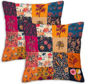 Throw Pillow Covers 20x20 Set of 2, Patchwork Cushion Covers, Decorative Square Pillowcases for Couch, Bedroom, Living Room