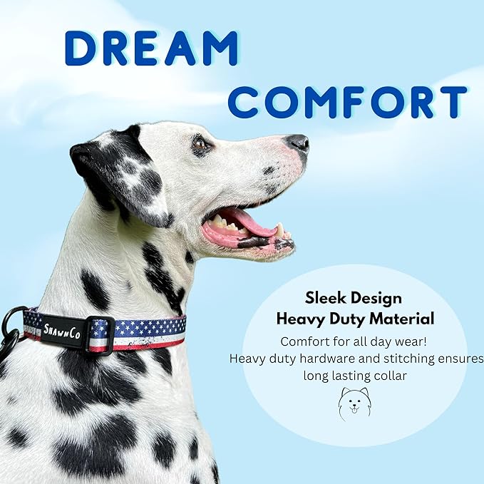 ShawnCo Dream Walk Dog Collar- Premium, Adjustable and Comfortable Pet Collar for Small, Medium, Large and Extra Large Dogs (White Sharks,M)