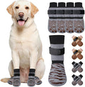 SlowTon Dog Socks with Double-Sided Grippers - 4PCS Dogs Grip Socks for Hot & Cold Pavement or Hard Floors, Non-Slip Paw Traction Protectors for Small Medium Large Dogs Senior(Grey, M)