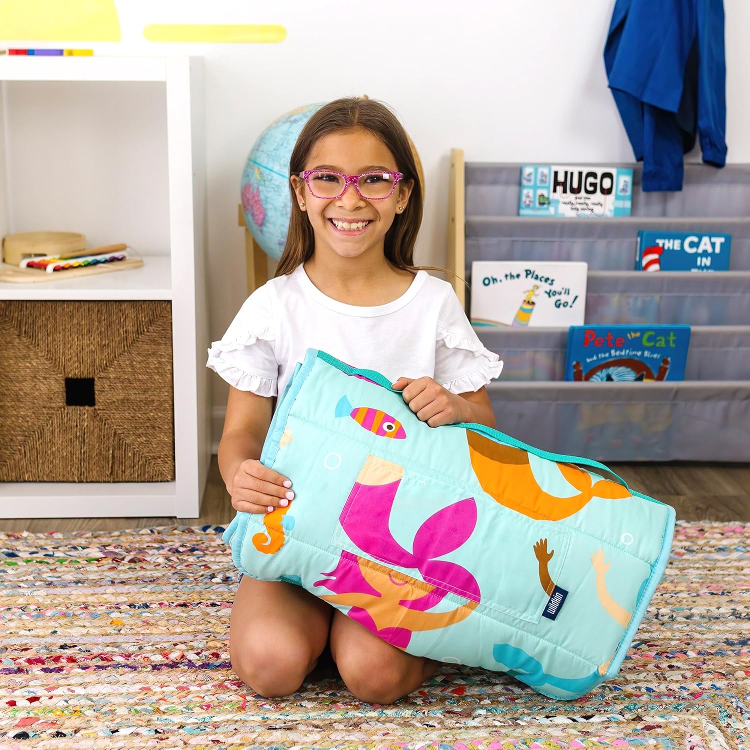 Wildkin Kids Microfiber Nap Mat – Soft Sleep Mat with Pillow, Ideal for School & Travel - Mermaid