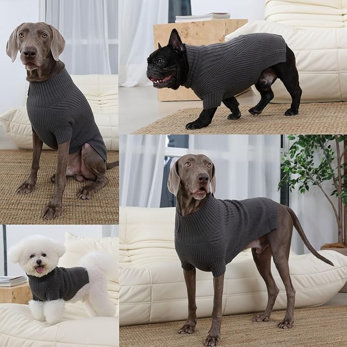 Dog Sweater for Large Size Dogs, XL Dog Turtleneck Sweaters Short Sleeves Solid Color, Soft Winter Warm Knitwear for Dogs Outdoor Playing, Christmas Thanksgiving