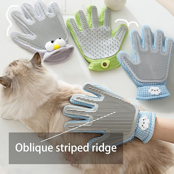 Pet Hair Remove Glove for Dogs & Cats,2-in-1 Massage Grooming Tool, Efficient Deshedding Brush with Soft Spikes, Gentle Fur Removal and Cleaning Glove for Shedding Control