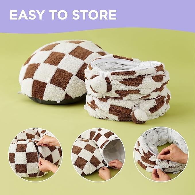 Lesure Cat Tunnel Bed for Indoor Cats - Cute Cat Donut Tunnel Toys for Small Large Cats with Washable Circle Cushion, Round Pet Peekaboo Cave Toy for Kitten/Puppy/Rabbit, Standard Brown