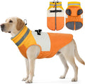 Dog Winter Coat, Reflective Dog Coats for Large Dogs, Waterproof Windproof Pet Clothes Jacket with Harness Built in, Warm Cold Weather Coats, Dogs Snowsuit Vest, Orange XX-Large