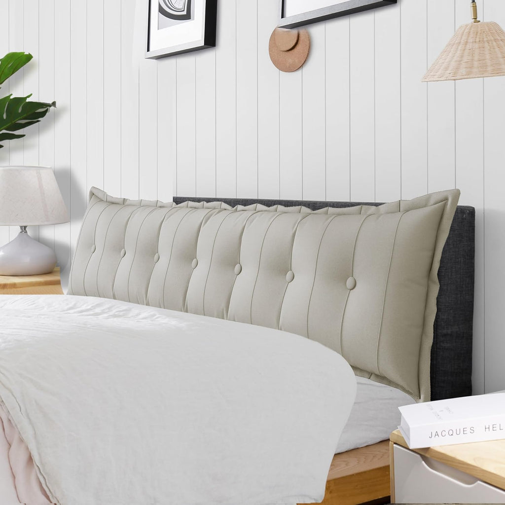 Large Bolster Reading Pillow Twin XL Backrest Positioning Support Pillow Daybed Cushion Headboard Pillows for Bed Bunk Sofa with Removable Cover, White, 39 x 3 x 20 Inch