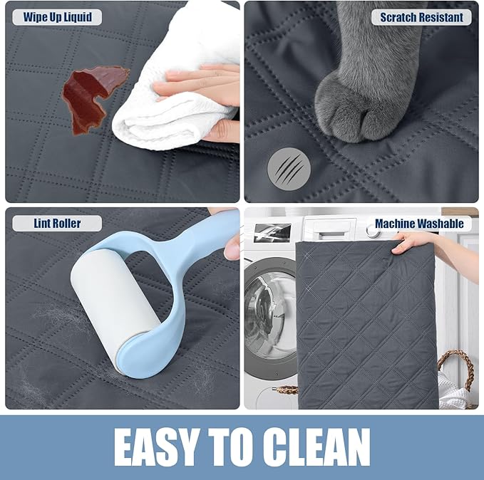 Smiry Waterproof Dog Bed Cover Pet Blanket, Soft Washable Dog Blanket for Furniture Bed Couch Sofa Reversible, Checkered (40"x70", Dark Grey/Beige)