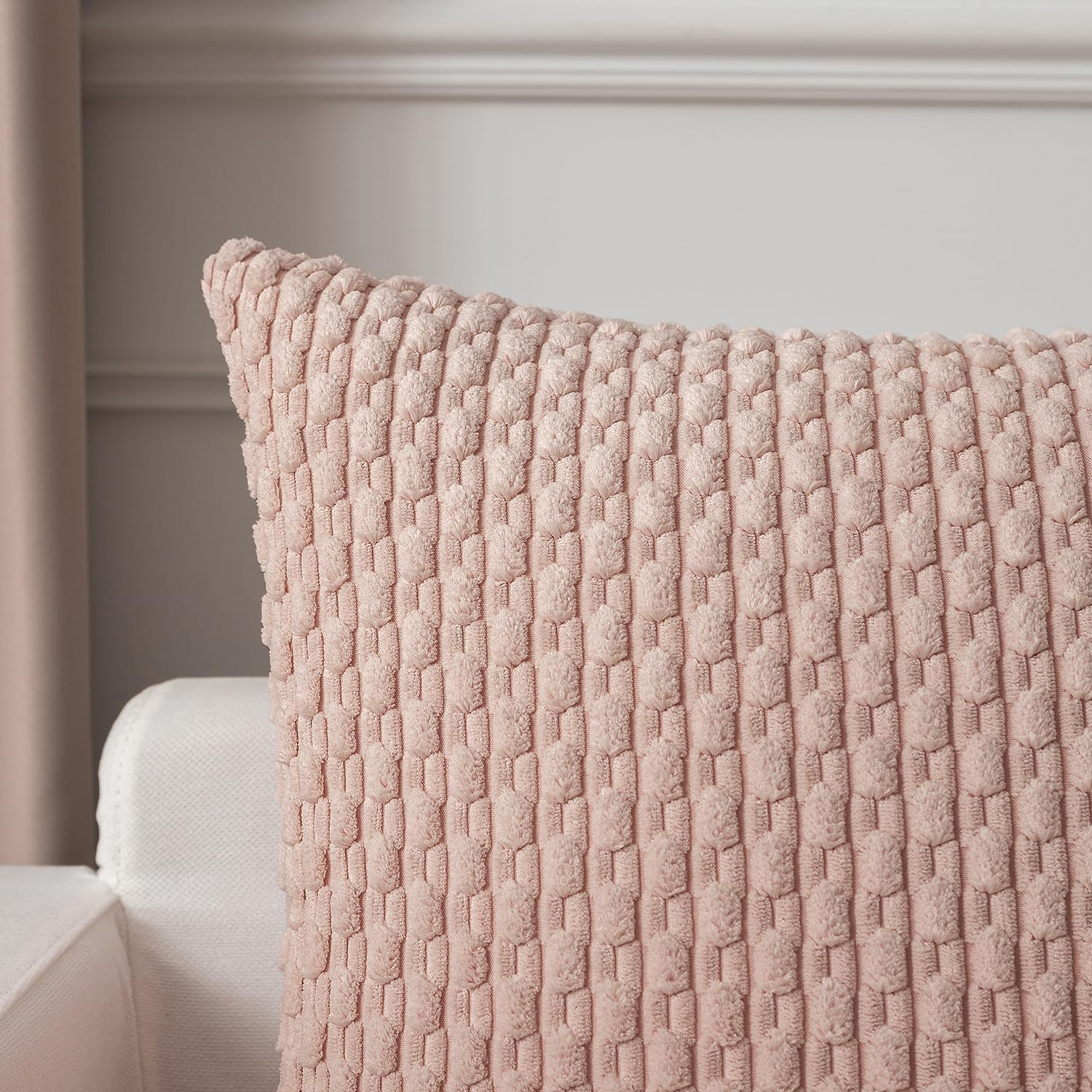 Kevin Textile Valentines Day 14x24 Inch Pillow Cover 1 Pack Boho Decorative Soft Striped Corduroy Lumbar Farmhouse Accent Rectangle Cushion Case for Living Room Couch Sofa Bed, Light Pink