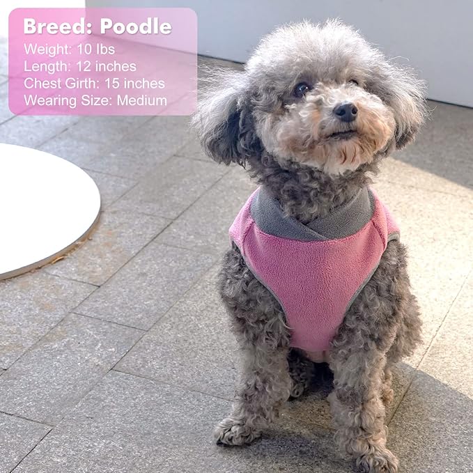 cyeollo 2 Pack Dog Sweater Stretchy Fleece Sweatshirt Clothes Winter Reflective Dog Jacket Pet Sweaters for Medium Large Dogs Girl, Pink & Grey XXL