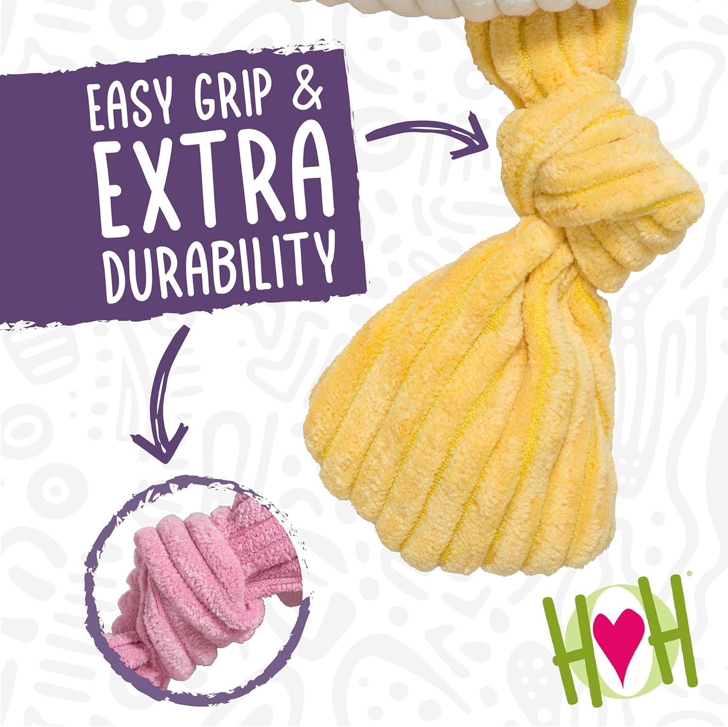 HuggleHounds Knottie Plush Dog Toy - Dog Stuffed Animal Toy for Small, Medium & Large Sized Dogs, Durable Plush to Keep Them Busy - Tartan Tidings Fox, Large