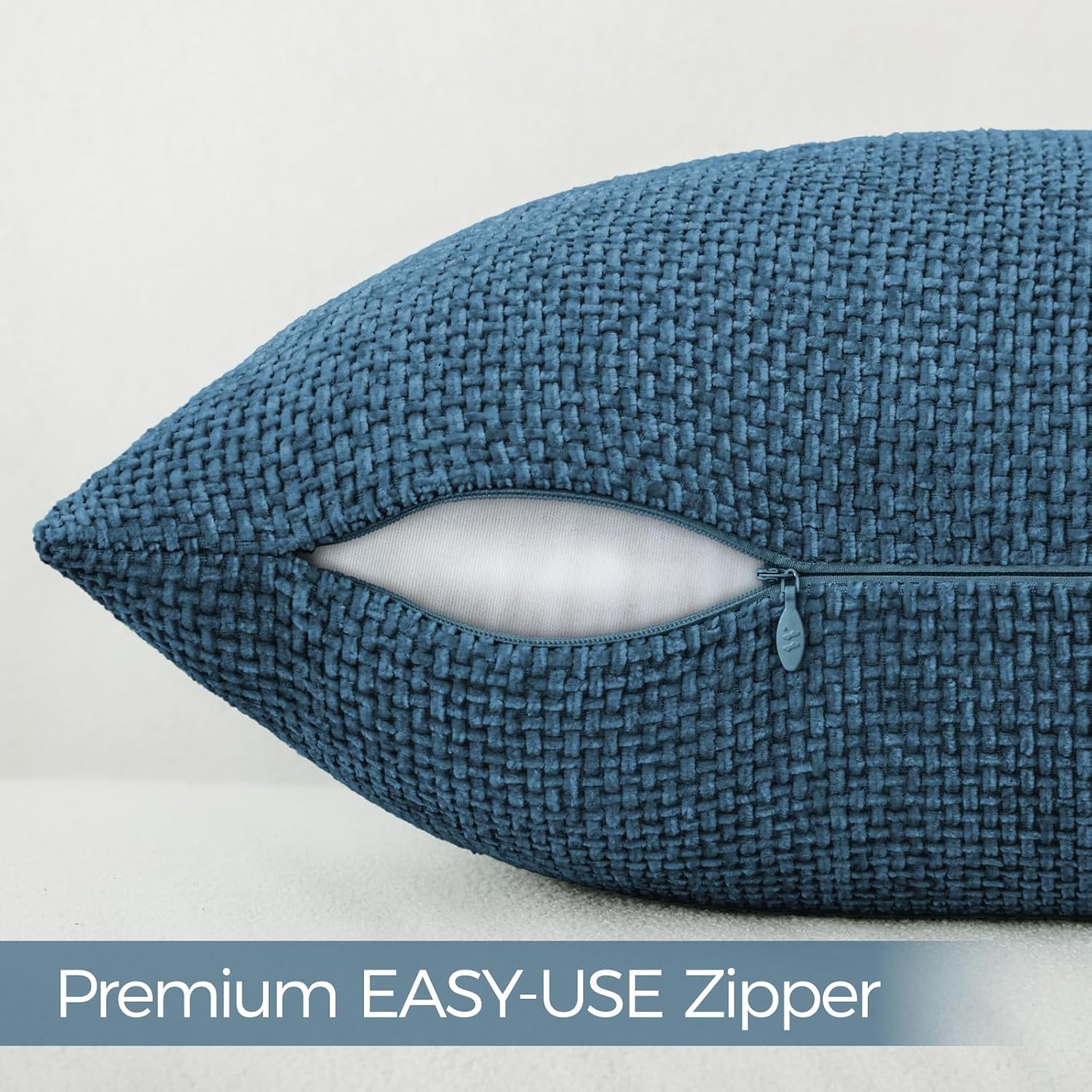 a moment Ocean Blue Chenille Throw Pillow Covers 18x18 Inch Pack of 2 Modern Decorative Throw Pillow Covers Farmhouse Cross Covers Home Decor for Sofa Bedroom Living Room