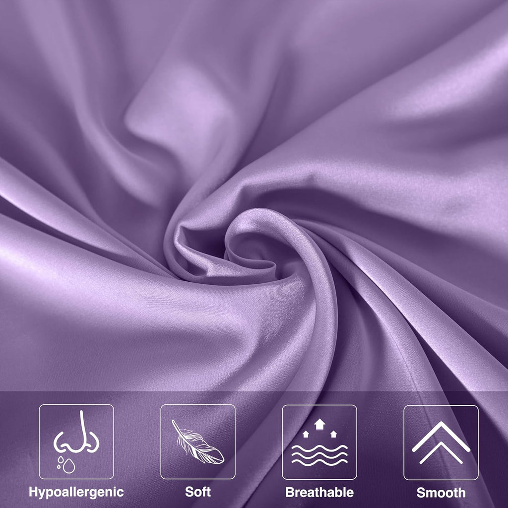 Mulberry Silk Pillowcase for Hair and Skin,Standard Size Cooling Silk Pillow Case with Hidden Zipper,Allergen Proof Dual Sides Soft Breathable Smooth Silk Pillow Cover for Women(Standard,Violet)